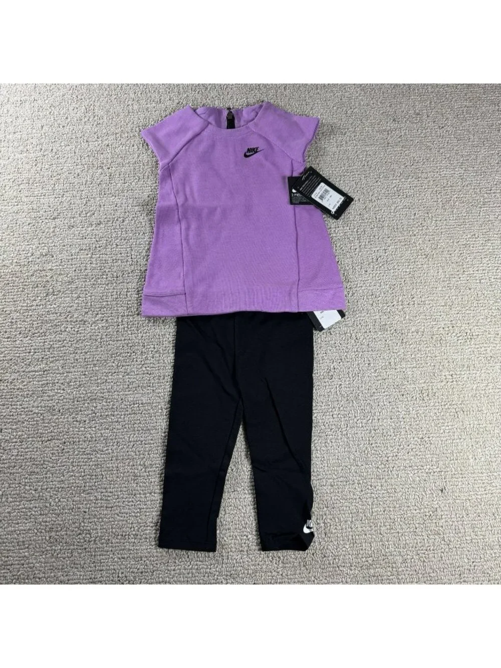 Nike 2 Piece Set Crib Style Shirt And Leggings Purple Black Size 18 Months